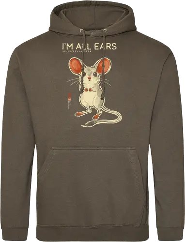 I'm All Ears - mouse, jerboa, funny, vintage, retro, japanese, quote, cute, big ears, mouse lover, humor, funny quote, pun, animal art, listening - Standard Hoodie