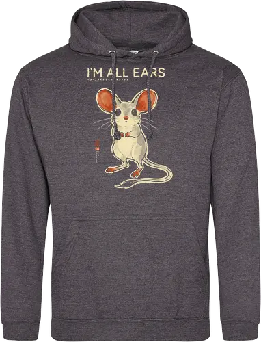 I'm All Ears - mouse, jerboa, funny, vintage, retro, japanese, quote, cute, big ears, mouse lover, humor, funny quote, pun, animal art, listening - Standard Hoodie