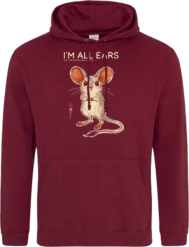 I'm All Ears - mouse, jerboa, funny, vintage, retro, japanese, quote, cute, big ears, mouse lover, humor, funny quote, pun, animal art, listening - Standard Hoodie