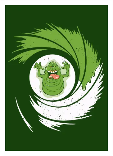 Grüner Geist - Übernatürliches Chaos in Aktion - grüner Geist, übernatürliche Kunst, Geek Mashup, Retro Kunst, Geek Humor, Slimer, Ghost, Retro Kino, Geister Kunst, Popkultur, Spionage Kunst, Comedy Horror, James Bond, 007, Geek Crossover, Filmkunst, Geisterfigur, Geek Kultur, lustige Kunst - Kunstdruck