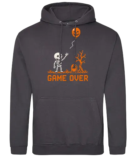 Game Over - Halloween - Pixel Art - Skelett - Kürbis - 8 Bit, Gamer, gruselig, Totenkopf, Geister, Friedhof, Halloween Deko, Retro, Halloween, Game Over, Skelett, Kürbis, Pixelkunst, Retro Gaming - Standard Hoodie
