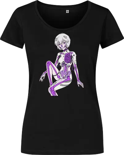 Vessel of Souls: The Synthetic Anatomy - Rei Ayanami apparel, anime skeleton graphic tee, body horror streetwear, First Child design, cyber goth clothing, 90s retro mecha fashion, aesthetic dark anime shirt, psychological sci-fi merch, neon skeleton anime tee - Damen T-Shirt