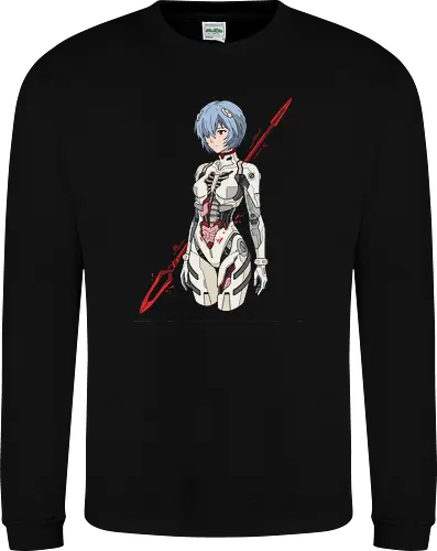 Synthetic Soul: Anatomical Angel - Rei Ayanami graphic tee, anime anatomy apparel, Spear of Longinus merch, biomechanical streetwear, dark aesthetic anime clothing, body horror graphic tee, 90s retro mecha fashion, cyber goth otaku shirt, anime robot girl design - Sweatshirt