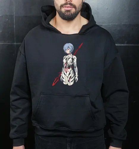 Synthetic Soul: Anatomical Angel - Rei Ayanami graphic tee, anime anatomy apparel, Spear of Longinus merch, biomechanical streetwear, dark aesthetic anime clothing, body horror graphic tee, 90s retro mecha fashion, cyber goth otaku shirt, anime robot girl design - Cropped Hoodie