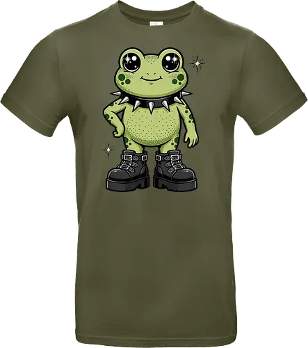 Punk Rock Toad: Kawaii Edge - punk frog shirt, kawaii goth apparel, edgy animal graphic tee, alternative streetwear clothing, spiked collar toad, chunky boots design, cute but psycho fashion, goblincore aesthetic tee, funny amphibian merch, comic book style graphic - Standard T-Shirt