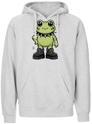 Punk Rock Toad: Kawaii Edge - punk frog shirt, kawaii goth apparel, edgy animal graphic tee, alternative streetwear clothing, spiked collar toad, chunky boots design, cute but psycho fashion, goblincore aesthetic tee, funny amphibian merch, comic book style graphic - Fairtrade Hoodie