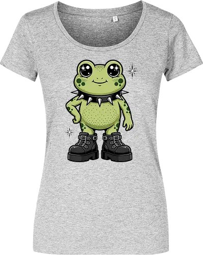 Punk Rock Toad: Kawaii Edge - punk frog shirt, kawaii goth apparel, edgy animal graphic tee, alternative streetwear clothing, spiked collar toad, chunky boots design, cute but psycho fashion, goblincore aesthetic tee, funny amphibian merch, comic book style graphic - Damen T-Shirt