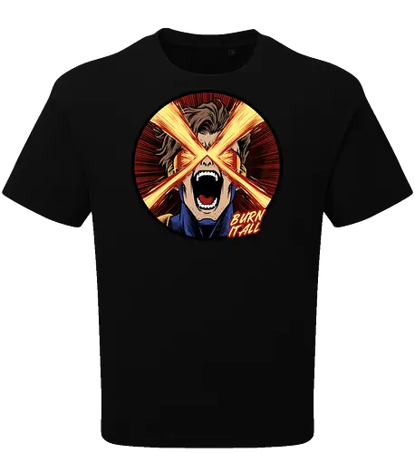 eye of destruction  - red visor, superhero fanart, superhuman powers, geek culture, mutant, proud, cyclops, Superhero, avengers, doomsday, drdoom - Oversize T-Shirt