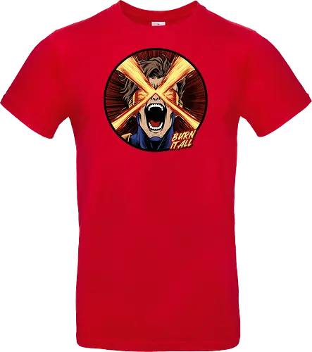 eye of destruction  - red visor, superhero fanart, superhuman powers, geek culture, mutant, proud, cyclops, Superhero, avengers, doomsday, drdoom - Standard T-Shirt