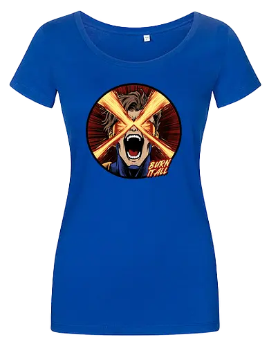 eye of destruction  - red visor, superhero fanart, superhuman powers, geek culture, mutant, proud, cyclops, Superhero, avengers, doomsday, drdoom - Damen T-Shirt
