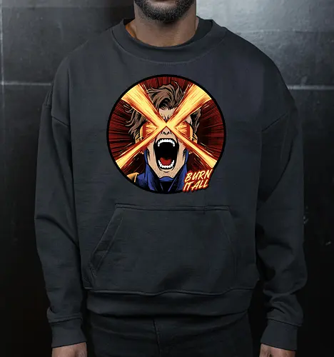 eye of destruction  - red visor, superhero fanart, superhuman powers, geek culture, mutant, proud, cyclops, Superhero, avengers, doomsday, drdoom - Cropped Sweatshirt