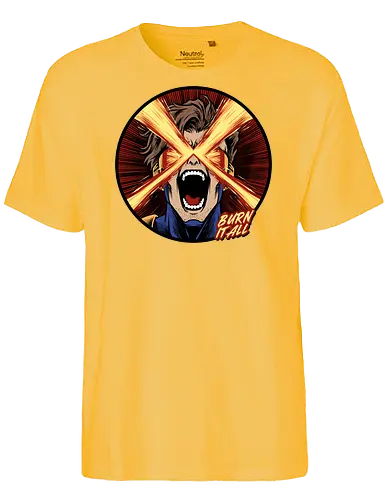 eye of destruction  - red visor, superhero fanart, superhuman powers, geek culture, mutant, proud, cyclops, Superhero, avengers, doomsday, drdoom - Fairtrade T-Shirt