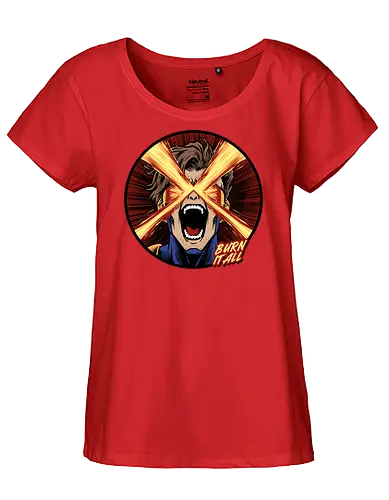 eye of destruction  - red visor, superhero fanart, superhuman powers, geek culture, mutant, proud, cyclops, Superhero, avengers, doomsday, drdoom - Fairtrade Girl Shirt