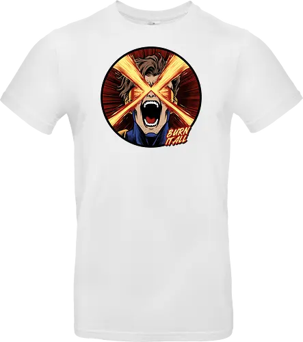 eye of destruction  - red visor, superhero fanart, superhuman powers, geek culture, mutant, proud, cyclops, Superhero, avengers, doomsday, drdoom - Standard T-Shirt
