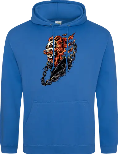 bound by hellfire  - ghostrider, flame, Comic, cool, hell rider, dark superhero, horror comic art, flaming skull, ghostrider, flame, Comic, cool, hell rider, dark superhero, horror comic art, flaming skull - Standard Hoodie