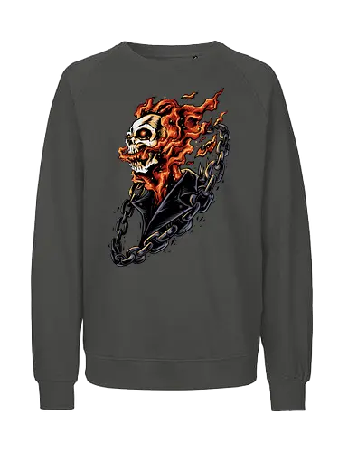 bound by hellfire  - ghostrider, flame, Comic, cool, hell rider, dark superhero, horror comic art, flaming skull, ghostrider, flame, Comic, cool, hell rider, dark superhero, horror comic art, flaming skull - Fairtrade Sweatshirt