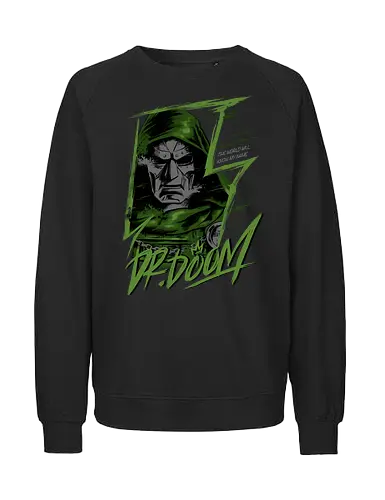 masked rebellion  - drdoom, dark monarch, green cloak, villain aesthetic, villlain, antihero, von doom, Superhero, doomsday - Fairtrade Sweatshirt