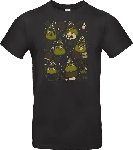 Cute Wizard Frog - wizard frog, cute frog, halloween, kawaii frog, witch, witch hat, magical, frog, frog lover, witchcore, goblincore, toad, pattern, seamless, xmorfina - Standard T-Shirt