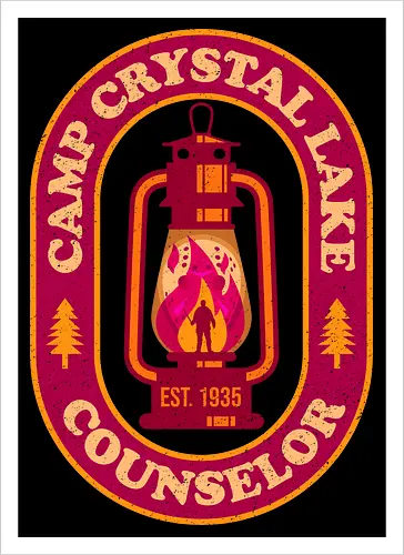 Camp Crystal Lake Counselor for halloween season - halloween, camp crystal lake, camp crystal lake counselor, halloween gifts, halloweentee, horror, horror fan, horror movie, humor, retro, scary, slasher, spooky - Kunstdruck
