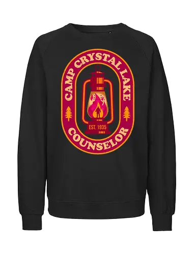 Camp Crystal Lake Counselor for halloween season - halloween, camp crystal lake, camp crystal lake counselor, halloween gifts, halloweentee, horror, horror fan, horror movie, humor, retro, scary, slasher, spooky - Fairtrade Sweatshirt