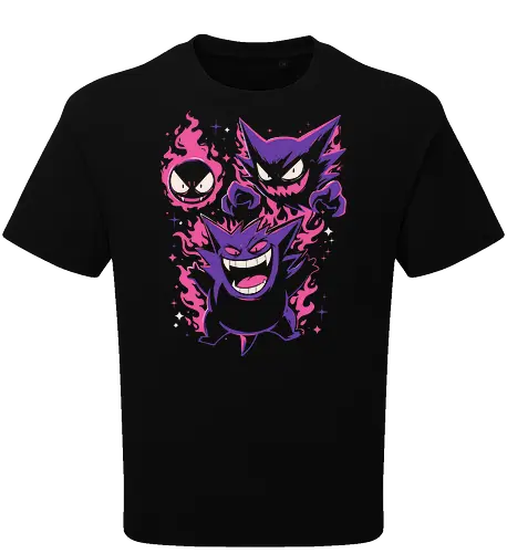 Terror Gang - gang, illustration, aesthetic, halloween, terror, horror, spooky, scary, creepy, monsters, ghosts, demons, vampire, gothic, dark, macabre, Paranormal, occult, haunted, nightmare, flames, purple, pink, retro, vintage, cartoon, anime, kawaii, funny, wicked, creature - Oversize T-Shirt