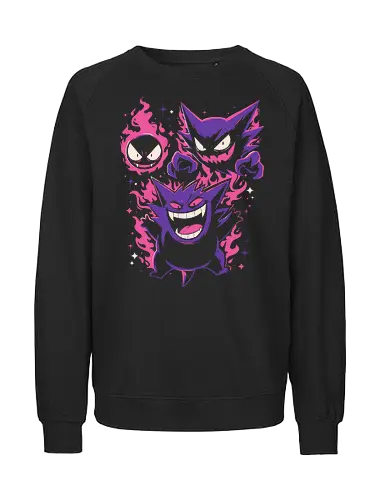 Terror Gang - gang, illustration, aesthetic, halloween, terror, horror, spooky, scary, creepy, monsters, ghosts, demons, vampire, gothic, dark, macabre, Paranormal, occult, haunted, nightmare, flames, purple, pink, retro, vintage, cartoon, anime, kawaii, funny, wicked, creature - Fairtrade Sweatshirt