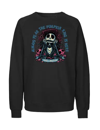 The pumpkin king is here - Movie, animated, animation, horror, Halloween, pumpkin, skeleton, character, fantasy - Fairtrade Sweatshirt