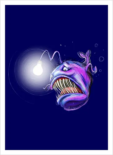 Monsta der Tiefe (Tiefseeangler) - Kunstdruck