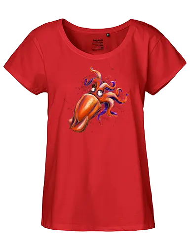 Calamaro unfrittiert - Monsta, Monster, Calamari, Meer, Fisch, Tintenfisch - Fairtrade Girl Shirt
