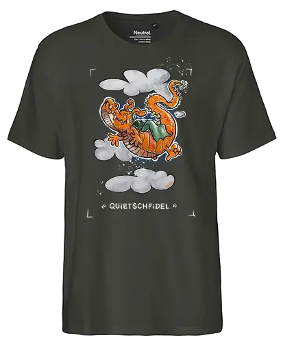 Quietschfidel. - Drache, Monsta, Monster, lustig, Cartoon - Fairtrade T-Shirt