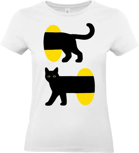 Unendlicher Tunnel Katze - Minimalistische Kunst, Modernes Poster, Surrealismus, Grafische Illustration, Optische Täuschung, Zeitgenössische Kunst, Gelb und Schwarz, Verspielte Katze, Geometrische Kunst, Pop-Surrealismus, Niedliche Katzenkunst, Abstrakte Tiere, Wanddekoration, Gateway - Standard T-Shirt (Frauen)