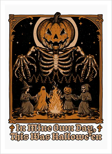 Halloween Medieval Dance - Halloween, Halloween Humor, Halloween Design, Halloween Art, Halloween Aesthetic, Halloween Pumpkin, Halloween Vibes, Spooky, Spooky Season, Creepy, Creepy Cute, Scary, Scary Art, Candy, Pumpkins, Pumpkin, Ghost, Jack-o-lantern, Jack O Lantern Design, Jack O Lantern, Witch, Skeleton, Skull, Forest, Dark, Night, Spirit, Dance, Dancing, Medieval - Kunstdruck