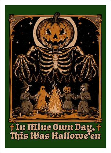 Halloween Medieval Dance - Halloween, Halloween Humor, Halloween Design, Halloween Art, Halloween Aesthetic, Halloween Pumpkin, Halloween Vibes, Spooky, Spooky Season, Creepy, Creepy Cute, Scary, Scary Art, Candy, Pumpkins, Pumpkin, Ghost, Jack-o-lantern, Jack O Lantern Design, Jack O Lantern, Witch, Skeleton, Skull, Forest, Dark, Night, Spirit, Dance, Dancing, Medieval - Kunstdruck