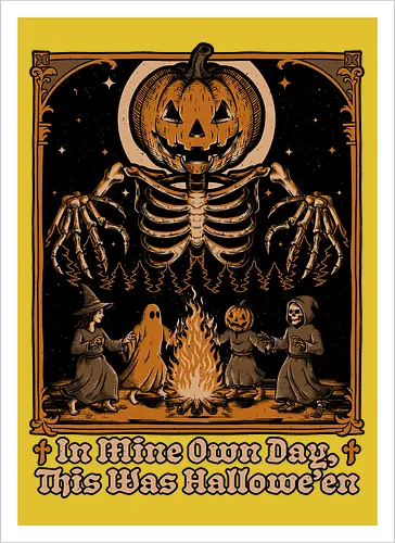 Halloween Medieval Dance - Halloween, Halloween Humor, Halloween Design, Halloween Art, Halloween Aesthetic, Halloween Pumpkin, Halloween Vibes, Spooky, Spooky Season, Creepy, Creepy Cute, Scary, Scary Art, Candy, Pumpkins, Pumpkin, Ghost, Jack-o-lantern, Jack O Lantern Design, Jack O Lantern, Witch, Skeleton, Skull, Forest, Dark, Night, Spirit, Dance, Dancing, Medieval - Kunstdruck