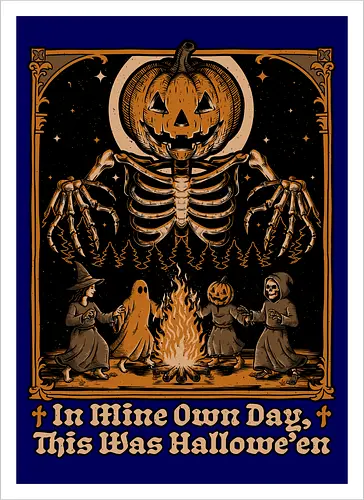 Halloween Medieval Dance - Halloween, Halloween Humor, Halloween Design, Halloween Art, Halloween Aesthetic, Halloween Pumpkin, Halloween Vibes, Spooky, Spooky Season, Creepy, Creepy Cute, Scary, Scary Art, Candy, Pumpkins, Pumpkin, Ghost, Jack-o-lantern, Jack O Lantern Design, Jack O Lantern, Witch, Skeleton, Skull, Forest, Dark, Night, Spirit, Dance, Dancing, Medieval - Kunstdruck