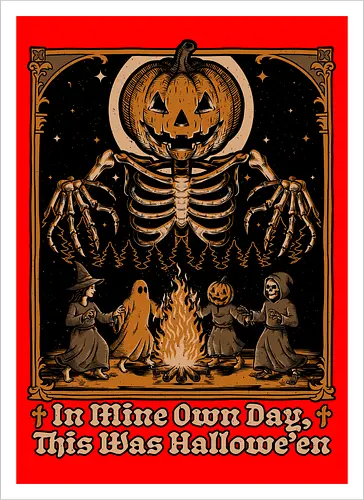 Halloween Medieval Dance - Halloween, Halloween Humor, Halloween Design, Halloween Art, Halloween Aesthetic, Halloween Pumpkin, Halloween Vibes, Spooky, Spooky Season, Creepy, Creepy Cute, Scary, Scary Art, Candy, Pumpkins, Pumpkin, Ghost, Jack-o-lantern, Jack O Lantern Design, Jack O Lantern, Witch, Skeleton, Skull, Forest, Dark, Night, Spirit, Dance, Dancing, Medieval - Kunstdruck