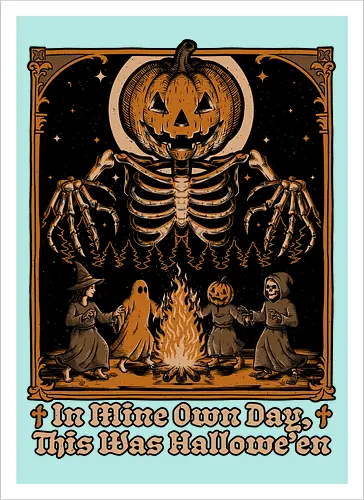 Halloween Medieval Dance - Halloween, Halloween Humor, Halloween Design, Halloween Art, Halloween Aesthetic, Halloween Pumpkin, Halloween Vibes, Spooky, Spooky Season, Creepy, Creepy Cute, Scary, Scary Art, Candy, Pumpkins, Pumpkin, Ghost, Jack-o-lantern, Jack O Lantern Design, Jack O Lantern, Witch, Skeleton, Skull, Forest, Dark, Night, Spirit, Dance, Dancing, Medieval - Kunstdruck
