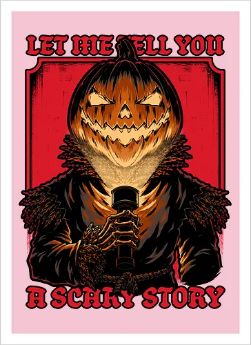 Halloween Pumpkin Scary Stories - Jack O Lantern Design, Jack O Lantern, Skeleton, Halloween, Halloween Design, Halloween Art, Halloween Aesthetic, Halloween Pumpkin, Halloween Vibes, Spooky, Spooky Season, Creepy, Creepy Cute, Scary, Scary Art, Pumpkins, Pumpkin, Ghost, Jack-o-lantern, Skull, Dark, Spirit, Stories, Horror, Horror Host, Horror Stories, Fright, Magical Creatures, Creature, Creatures, Scarecrow - Kunstdruck
