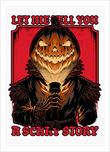Halloween Pumpkin Scary Stories - Jack O Lantern Design, Jack O Lantern, Skeleton, Halloween, Halloween Design, Halloween Art, Halloween Aesthetic, Halloween Pumpkin, Halloween Vibes, Spooky, Spooky Season, Creepy, Creepy Cute, Scary, Scary Art, Pumpkins, Pumpkin, Ghost, Jack-o-lantern, Skull, Dark, Spirit, Stories, Horror, Horror Host, Horror Stories, Fright, Magical Creatures, Creature, Creatures, Scarecrow - Kunstdruck