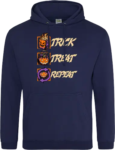 Halloween Trick Treat Repeat - Halloween, Halloween Humor, Halloween Design, Halloween Art, Halloween Aesthetic, Halloween Vibes, Funny Halloween, Halloween Pumpkin, Humor, Fun, Funny, Pumpkins, Pumpkin, Spooky Season, Spooky, Spooky Cute, Spooky Art, Spooky Vibes, Spooky Halloween, Spooky Humor, Creepy, Creepy Cute, Scary, Scary Cute, Candies, Candy, Jack O Lantern, Jack-o-lantern, Jack O Lantern Design, Fire, Bag, Trick Or Treat, Trick R Treat, Treats, Treat, Quote, Repeat - Standard Hoodie