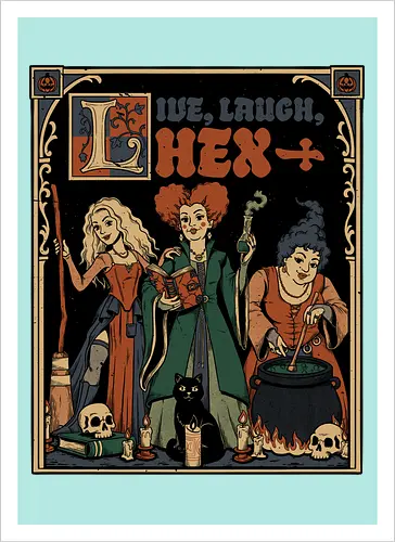 Medieval Witch Sisters - Medieval, Bewitched, Witches, Witchcraft, Witch, Sisters, Movies, Movie, 90s Movies, Old Movies, Classic Movies, Classic Movie, Horror, Horror Comedy, Comedy, Dark Fantasy, Fantasy, Adventure, Pumpkin, Ritual, Dark Ritual, Magic, Magical, Grimoire, Book, Broom, Broomstick, Cat, Black Cat, Potion, Skull, Skulls, Candle, Live Laugh Love, Laugh, Laughing, Quote, Brewing, Brewery, Halloween, Halloween Movie, Halloween Movies, Halloween Design, Halloween Art, Halloween Aesthetic, Halloween Vibes, Classic, Cult Classic - Kunstdruck