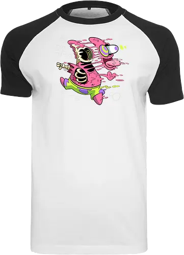 Freaky Stern - Psychedelische Chaos-Kreatur - freaky star, rosa kreatur, horror kunst, creepy cartoon, skelett kunst, body horror, patrick star, seltsame kreatur, dark cartoon, surreal art, Sponge, patrick horror, patrick freaky, patrick star fan art, spongebob horror, cartoon horror, creepy art, horror cartoon, skeleton art, seltsamer charakter, geek art, body horror, dark art, surreal art, creepy cartoon, patrick star art, geek art, pop culture, weird art, psychedelic art, creepy art, monster design, horror cartoon - Raglan T-Shirt