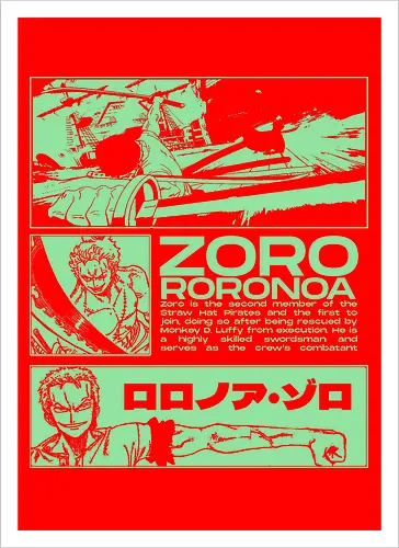 Zoro Roronoa - Straw Hat Pirates Swordman - one, piece, zoro, roronoa, anime, anime gift, jjk, pirate - Kunstdruck