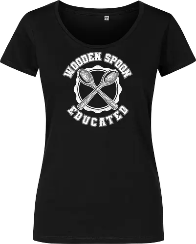 Wooden Spoon Educated - wooden spoon, 70s, 80s, 90s, childhood, funny, funny quote, humor, nostalgia, old school, retro, sarcasm, spoon, vintage, wooden spoon survivor - Damen T-Shirt