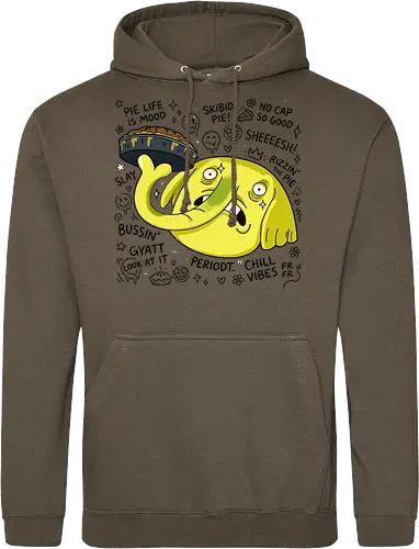 Eine Fliege hat meinen Apfelkuchen berührt – Cartoon - Cartoon, Tree Trunks, Apfelkuchen, Cartoon-Figur, gelber Elefant, schockierter Gesichtsausdruck, Land Ooo, Kuchen, Zeichentrickserie, verzweifeltes Gesicht - Standard Hoodie
