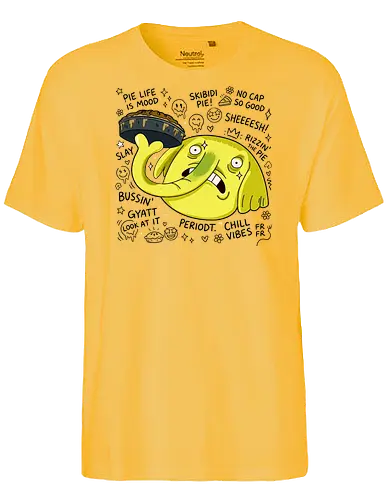 Eine Fliege hat meinen Apfelkuchen berührt – Cartoon - Cartoon, Tree Trunks, Apfelkuchen, Cartoon-Figur, gelber Elefant, schockierter Gesichtsausdruck, Land Ooo, Kuchen, Zeichentrickserie, verzweifeltes Gesicht - Fairtrade T-Shirt