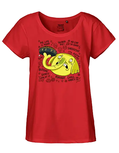Eine Fliege hat meinen Apfelkuchen berührt – Cartoon - Cartoon, Tree Trunks, Apfelkuchen, Cartoon-Figur, gelber Elefant, schockierter Gesichtsausdruck, Land Ooo, Kuchen, Zeichentrickserie, verzweifeltes Gesicht - Fairtrade Girl Shirt