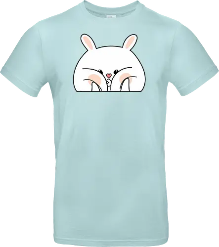 Meme mit dem verwöhnten Kaninchen und den dicken Backen - Weiß, Tier, Tiere, Aufkleber, Meme, Rosa, Gefällt mir, Kaninchen, Niedlich, Groß, Hase, Spielen, Fanart, Wangen, Zwinkern - Standard T-Shirt