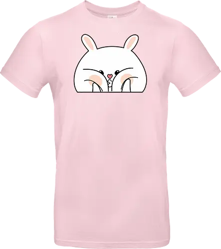 Meme mit dem verwöhnten Kaninchen und den dicken Backen - Weiß, Tier, Tiere, Aufkleber, Meme, Rosa, Gefällt mir, Kaninchen, Niedlich, Groß, Hase, Spielen, Fanart, Wangen, Zwinkern - Standard T-Shirt