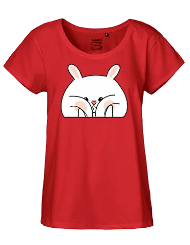 Meme mit dem verwöhnten Kaninchen und den dicken Backen - Weiß, Tier, Tiere, Aufkleber, Meme, Rosa, Gefällt mir, Kaninchen, Niedlich, Groß, Hase, Spielen, Fanart, Wangen, Zwinkern - Fairtrade Girl Shirt